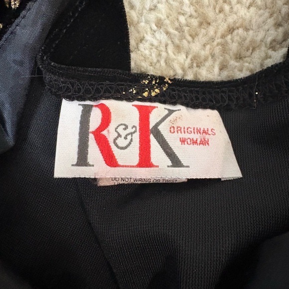 Vintage 80s R&K Originals Black Velvet Gold Patterned Blazer - Picture 6 of 8